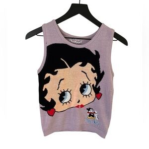 Betty Boop Knit Tank Top Sweater Vest Purple Lilac